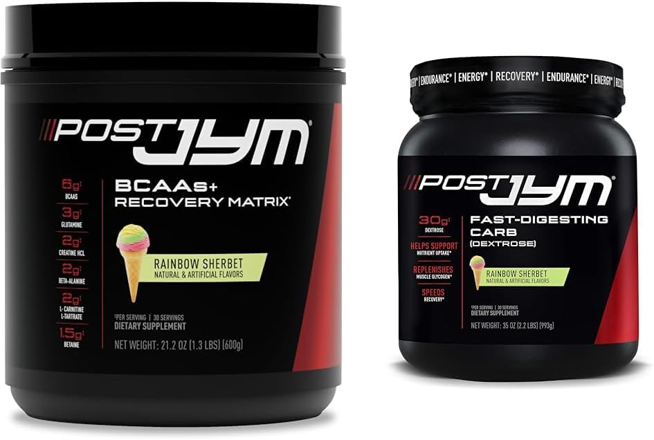 příspěvek JYM Active Matrix Post- Workout BCAA, glutamin, Creatine HCL & More Rainbow Sherbet + Fast- Digesting Dextrose Carbs, 30 Servings