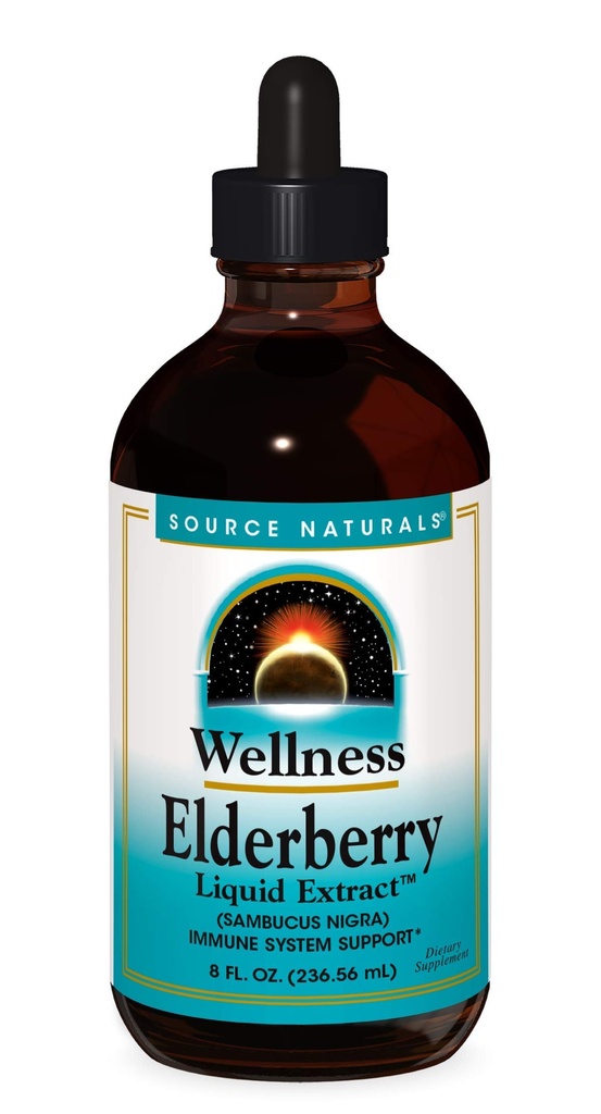 Zdroj Naturals Wellness Elderberry Liquid Extract pro podporu imunitního systému - Sambucus nigra - 8 Fluid oz