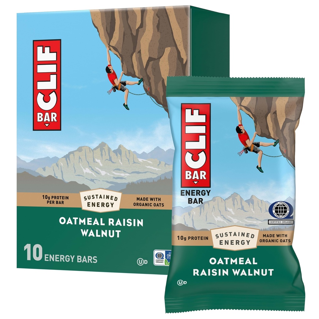 CLIF - Energetické proteinové tyčinky - Ovesné mouky - Vlašské ořechy - Vyrobené z organických Oves - Energetické tyčinky - Non- GMO - (10 Pack)