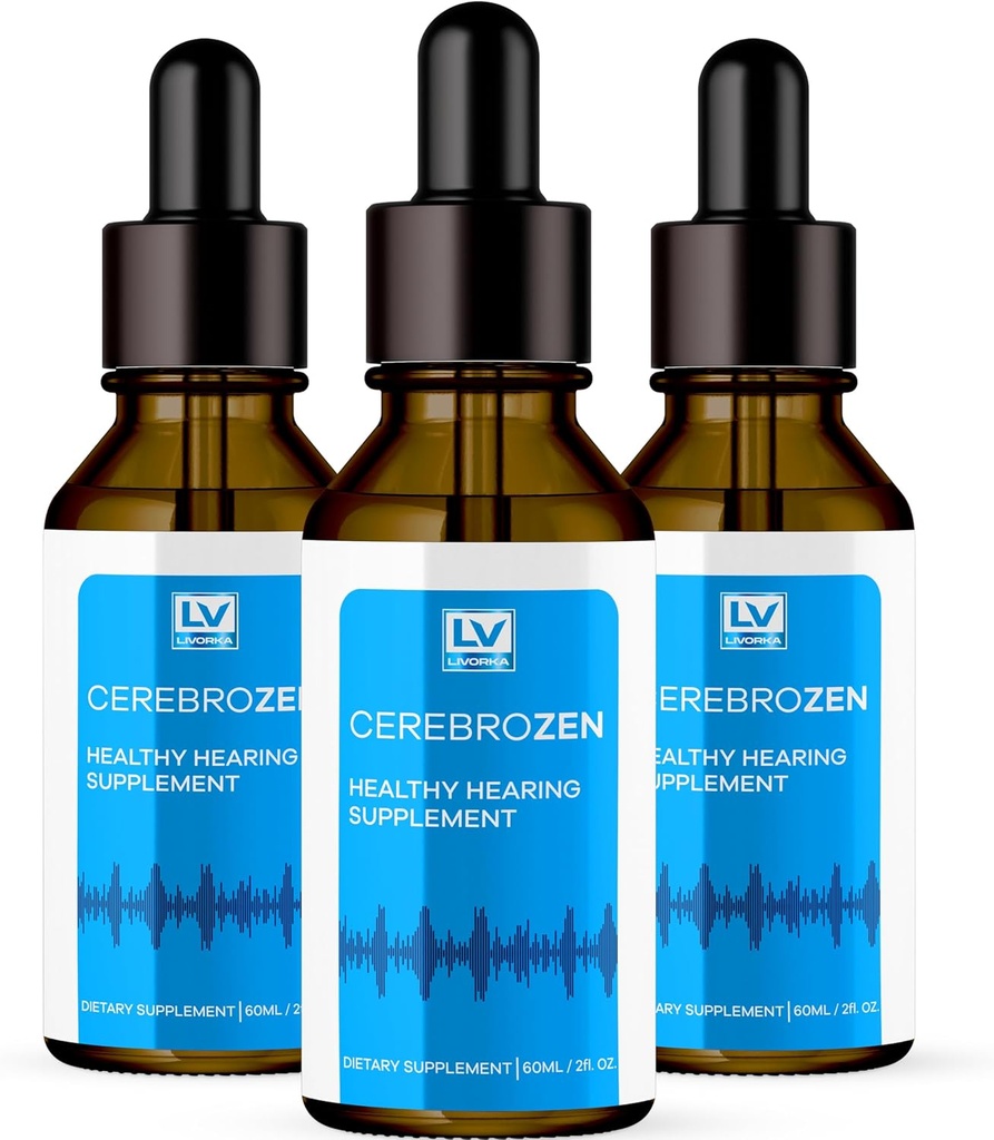 3 balení - Cerebrozen Ušní kapky - Cerebrozen, Cerebrozen 24, Cerebrozen 360 Podpora sluchu, Cerebrozen kapky, Cerebrozen Liquid, Cerebrozen kapky pro uši, 3 Lahve na 3 měsíce