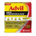 Advil Sinus Congestion and Pain, Sinus Relief Medicine, Pain Reliever and Fever Reducer with Ibuprofen and Fenylephrin HCl - 50 potahovaných tablet