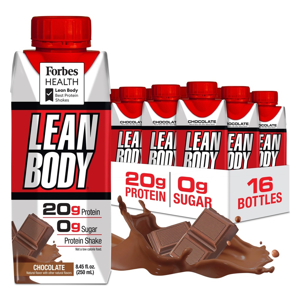 LABRADA NUTRITION - Lean Body RTD Syrovátkový protein Shake, Pohodlný on- the- TheBe- strava náhrada Shake pro muže a ženy, 20 gramů proteinu - nulový cukr, laktóza a gluten zdarma, čokoláda (balení po 16)