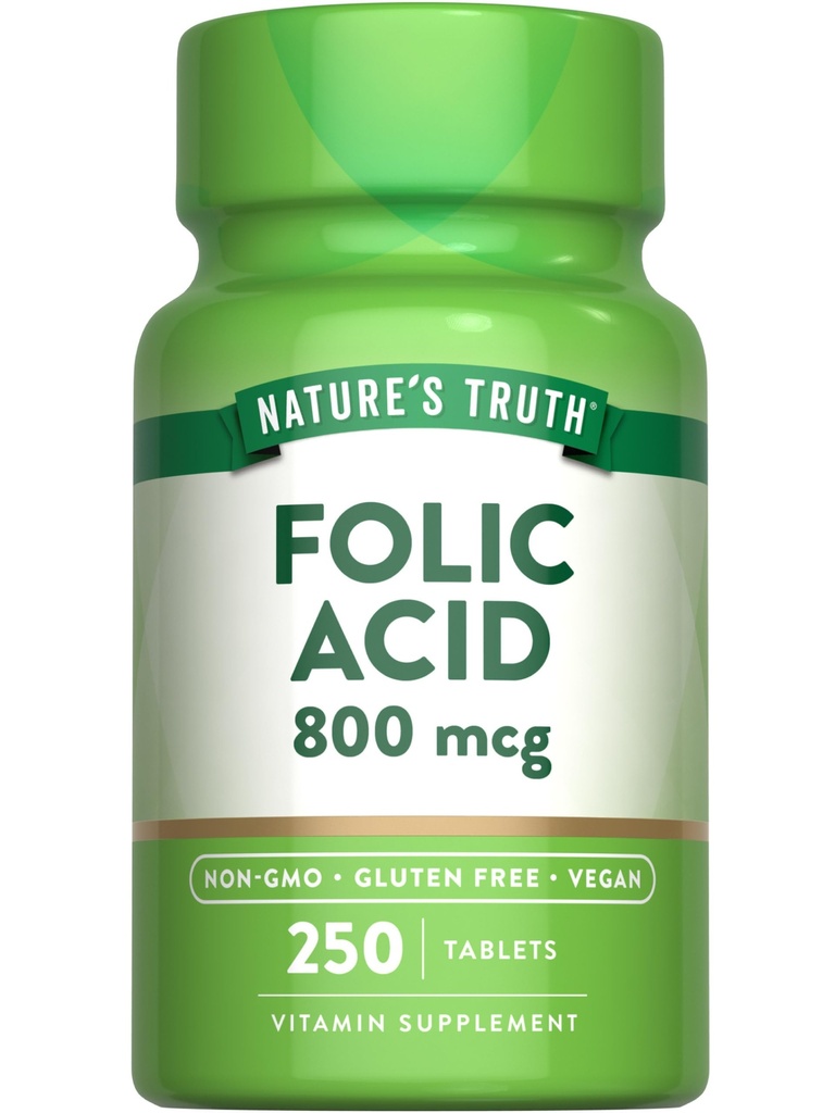 Nature 's Truth Folic Acid CLAS124; 800 mcg CLAS124; 250 Tablet CLAS124; Vegan, Non- GMO & gluten zdarma dodatek