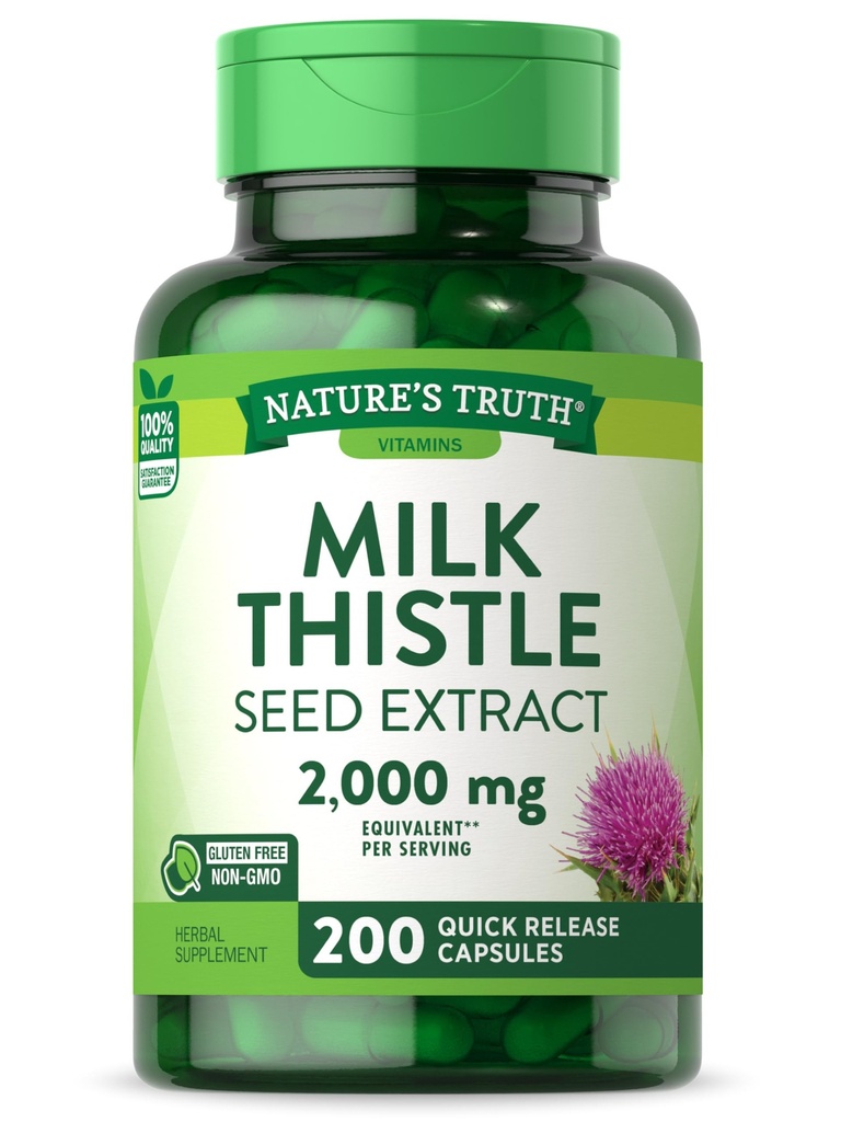 Nature 's Truth Milk Thistle Dodatek 124; 200 Kapsle 124; Non- GMO a gluten Free Seed Extract 124; Silymarin Marianum