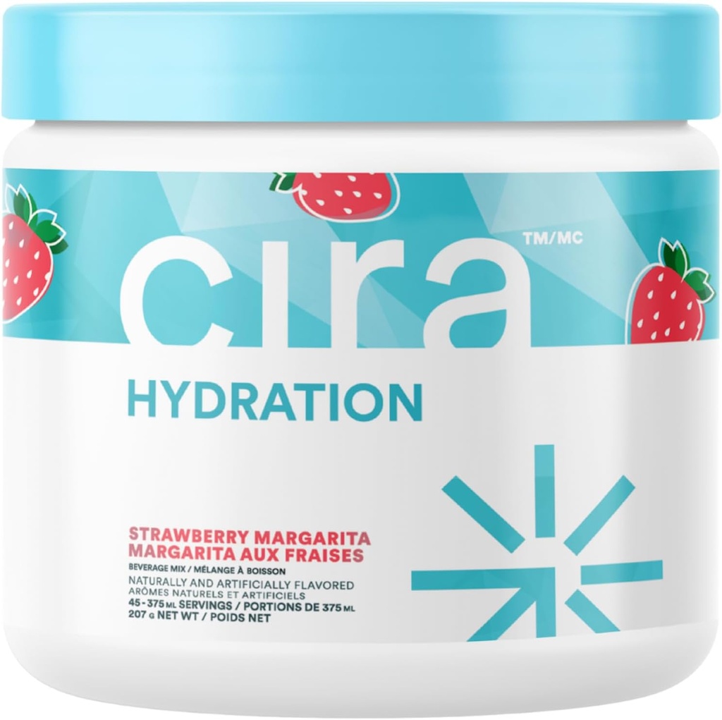Cira Hydration Powder (45 Servings) - Electrolyte Drink Mix s Himalayan Salt for Dehydratation Relief and Recovery - Jahodová margarita