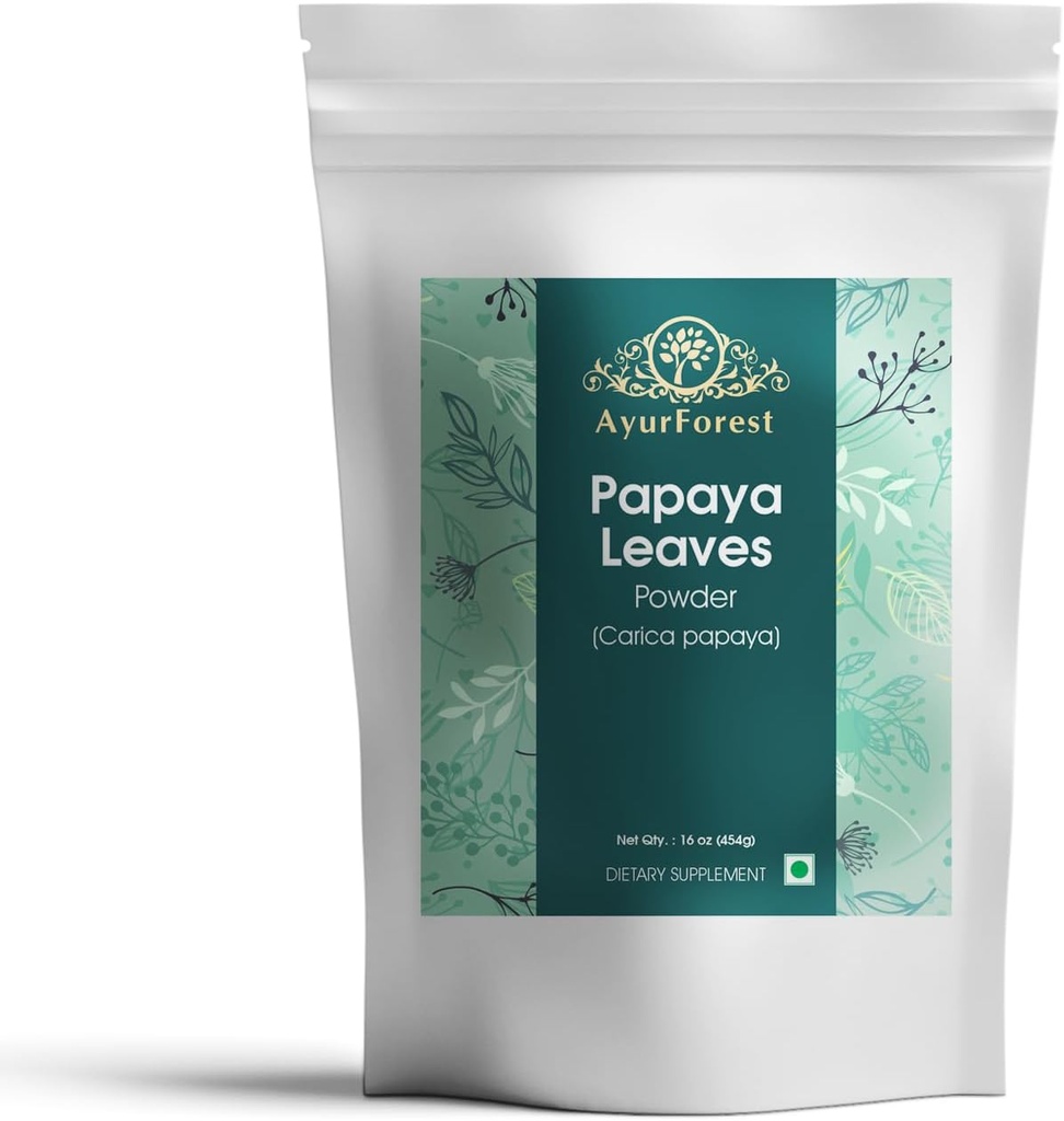 Papaya Leaf Powder Sured Leaves Carica Papaya Bylinný doplněk 16 Ounce Carica 124; 454 gram
