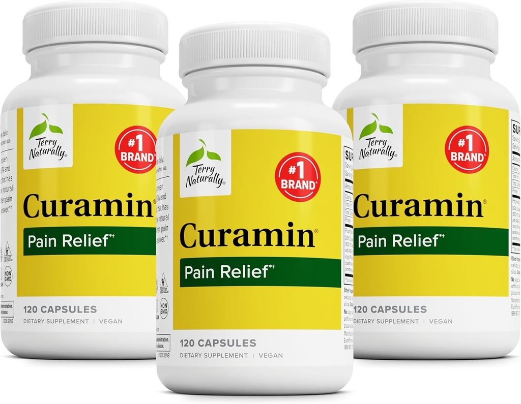 Terry Natural Curamin - Kurkumin dodatek pro Cirkulaci a Endorphin Support - Podpora příležitostného nepohodlí - AIDS Zdravé svaly - 120 Kapsle (balení po 3)