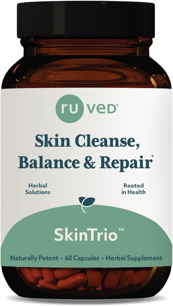 ruved SkinTrio - Neem dodatek s Organic Neem Extract & Amla, Skin & Mikrobiome Supplement - 60 Vegetariánské kapsle (1 Počet)