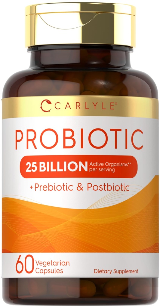 Carlyle Probiotic s Prebiotika & Postbiotika CFU 124; 25 Miliardy CFU 124; 60 Kapsle 124; Doplněk pro ženy & Muži 124; Práškové pilulky 124; Vegetariánské, Non- GMO & Gluten zdarma