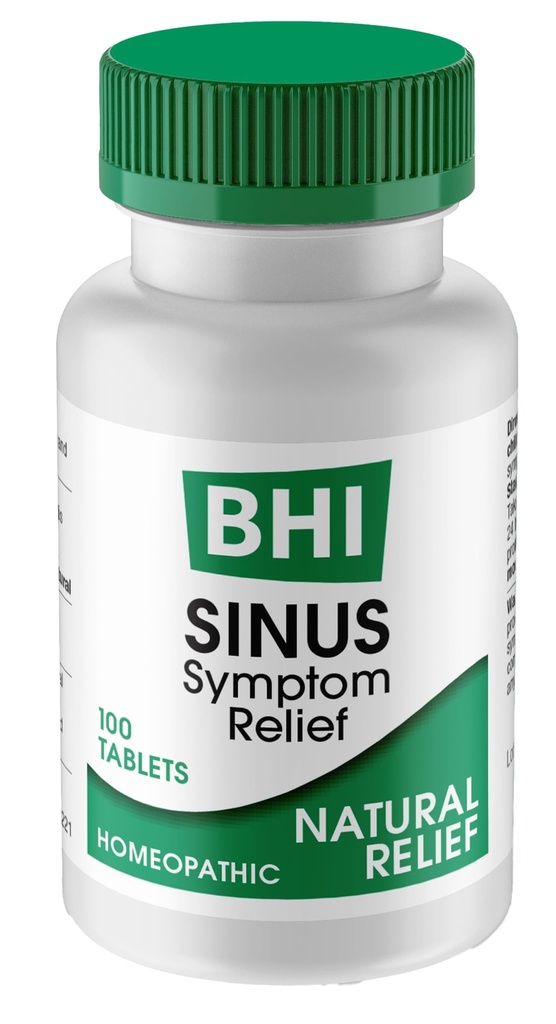 BHI Sinus Natural Congestion Relief 7 Cílené homeopatické aktivní složky pomáhají zmírnit nasal studené příznaky, bolest, tlak a bolest hlavy Extra Podpora síly pro ženy a muže - 100 Tablety