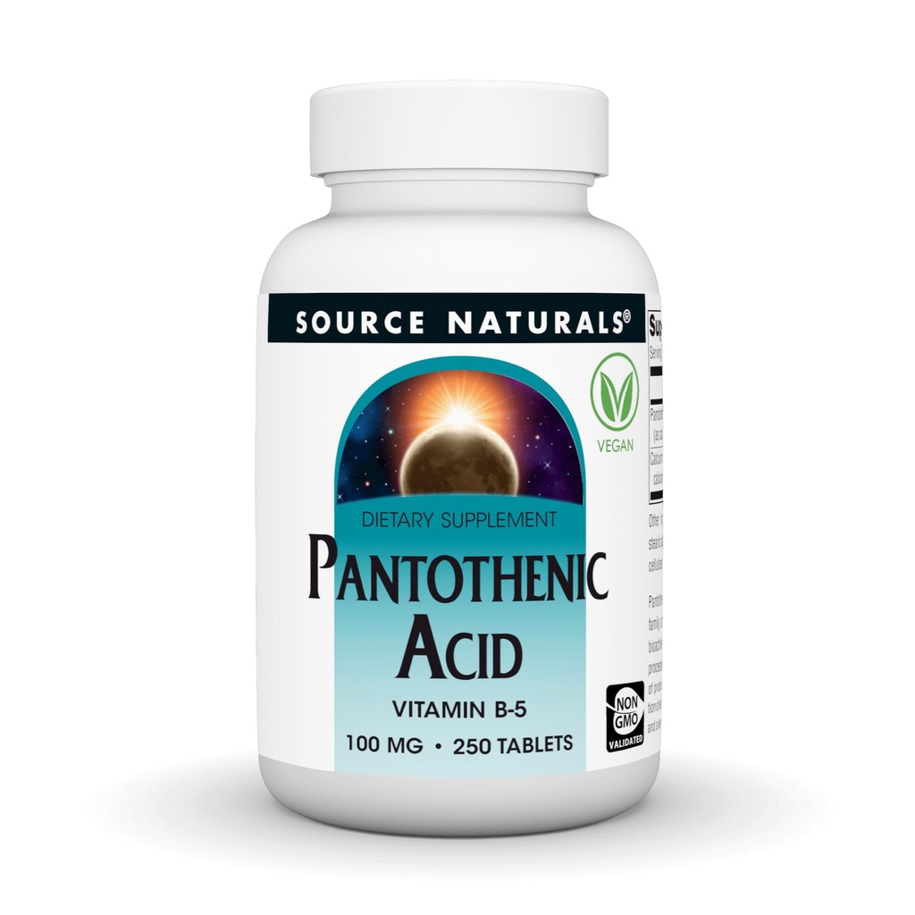 Zdroj Naturals Pantotenová kyselina 100 mg vitamin B-5 dodatek stravy - 250 tablet