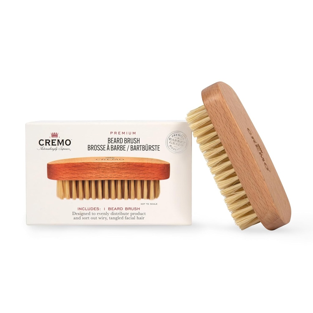 Cremo Beard Příslušenství, 100% Boar Bristle Beard kartáč s dřevěnou násadou - Tvar, styl a ženich Jakékoliv délky obličeje vlasy