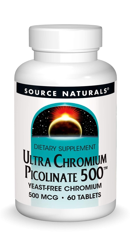 Zdroj Naturals Ultra Chromium Picolinate 500 mcg Yeast- Free Dietní dodatek - 60 Tablety
