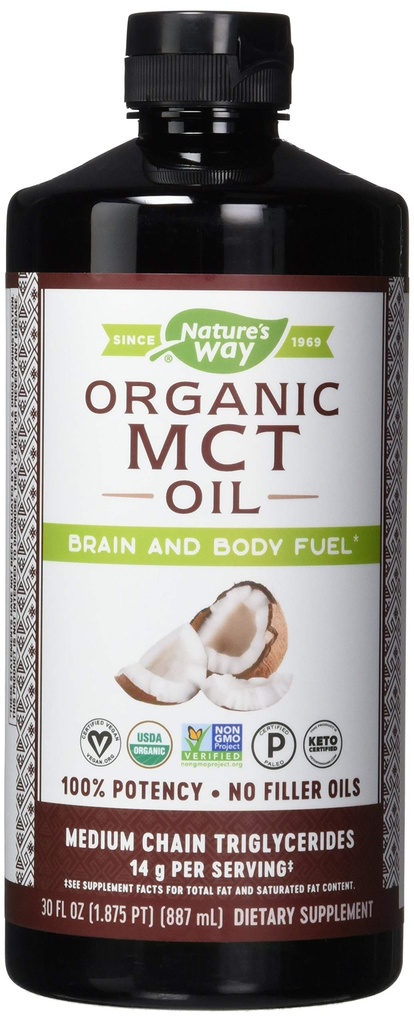 Nature 's Way Nature' s Way Mct Oil from Coconut Pure Source, No Filler Oils, 14 G Mcts Per Serving, 30 Fl Oz (balení po 6)