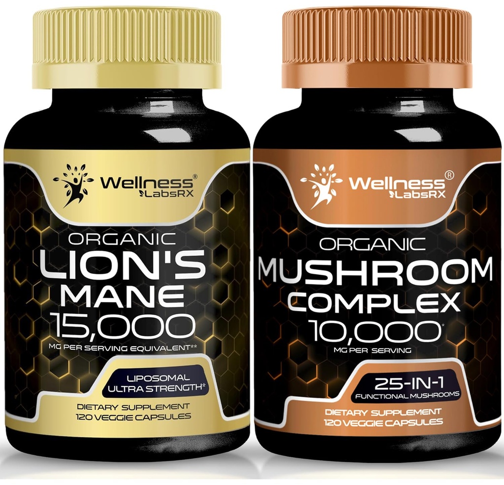 WELLNESS LABSRX Lions Mane Dodatek Kapsle a Houbové Kapsle 124; Bundle