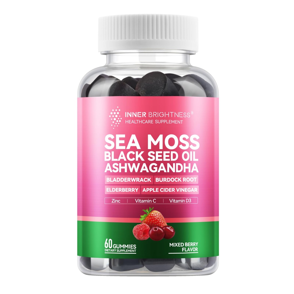 Mosy 4000mg gumové s Ashwagandha, Elderberry, jablečný ocet, Bladderwrack, Burdock Root - Imunitní podpora - Smíšený Berry Flavor - 60 Počet