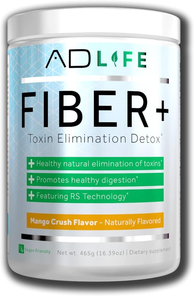 Projekt AD Fiber + Vegan Fiber Supplement Powder, Podporuje Gut Zdraví a stravovací Regularita (Mango, 16.4 oz)