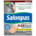Salonpas Maximální OTC síla Lidokain 4% Pain Relieving FLEX Patch, Aplikovat až na 8 hodin, Nevoňavé, Tenký, Flexibilní, Lehké, Patch Zůstává na místě, 7 Záplaty