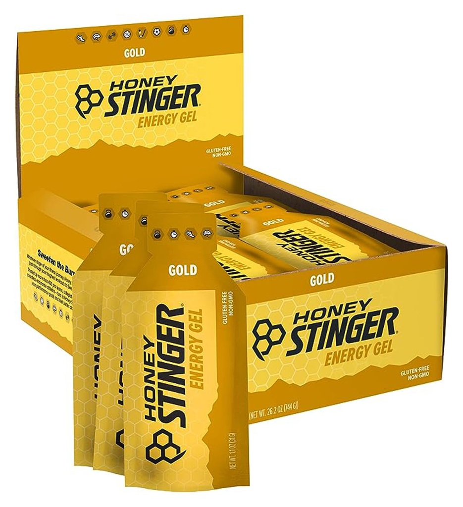 Med Stinger Gold Energy Gel, Gluten zdarma a kofein zdarma, pro cvičení, běh a výkon, Sportovní výživa pro domácí & Gym, Pre a střední cvičení, 24 Pack, 26.4 Ounce