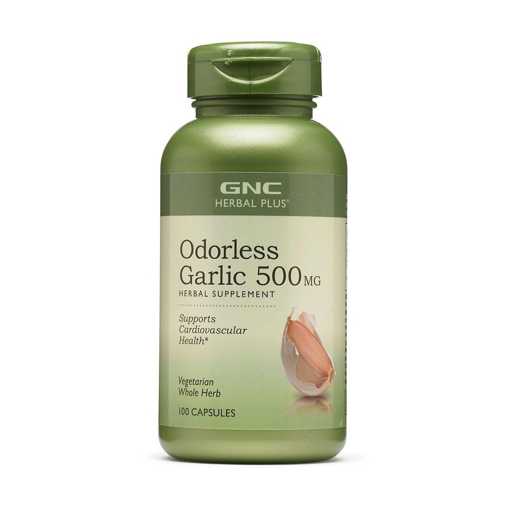 GNC Bylinný Plus Odorless Česnek 500mg Dodatek, Vegetariánské, Podporuje kardiovaskulární zdraví, 100 Služeb