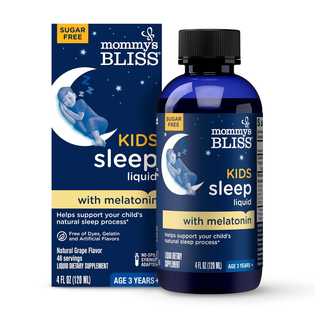 Maminčin slaný dětský spánek tekutý s melatonin a uklidňující Byliny 124; Melatonin pro děti 3 roky & Nahoru 124; Grape Flavor 124; Cukr zdarma 124; 4 Fl Oz (60 Služeb)