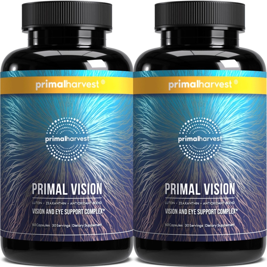 Primal Harvest Primal Vision s Luteinem, Zeaxanthin, Vitamin A a zinek pro oční zdraví, Blue Light Support a Visual Clarity 2 Pack