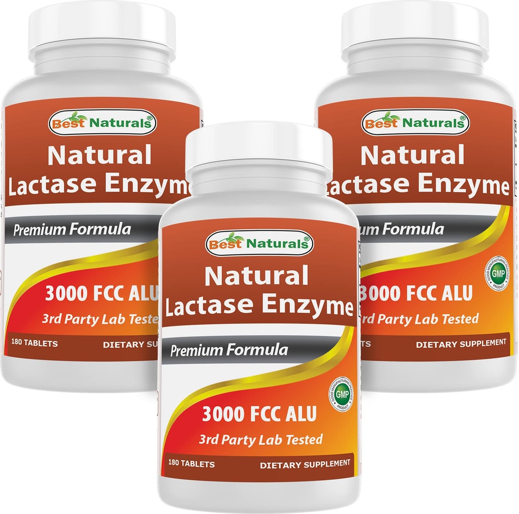 Nejlepší Naturals, Fast acting Lactase Enzyme, 3000 FCC ALU, 180 Tablet (180 Počet (balení po 3))