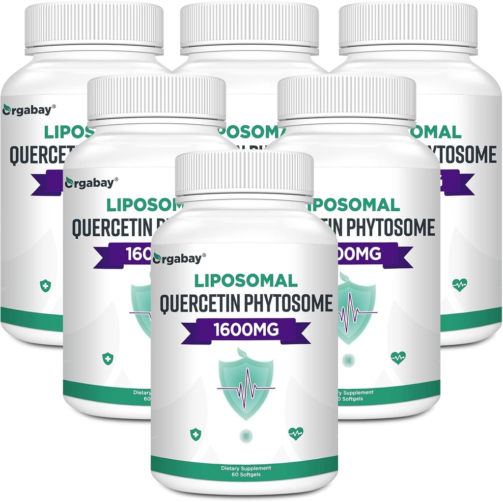 Orgabay Liposomal Quercetin Phytosome 1600 mg, Bromelain 200mg, Zinek 30mg, Vitamin C Turmeric 40 mg, Nejvyšší absorpce, Quercetin Complex, 360 Softgels