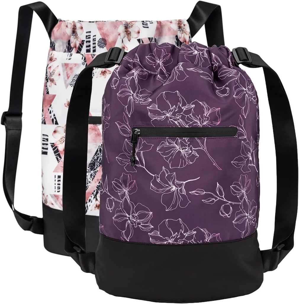 [2-Pack] Flex Cinch Drawstring Gym Bag pro ženy s grafickými vzory 124; Durable Lehké Gym Cinch sáčky 124; Great for Gym Bag, Traveling, and Overnights
