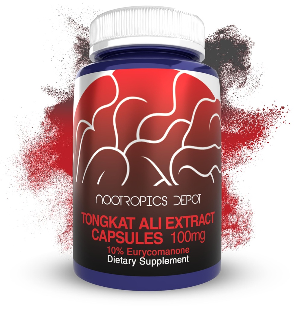 Nootropics Depot Tongkat Ali Extract Kapsle 124; 100mg OR 124; 60 Count OR 124; 10% Eurycomanone by HPTLC OF 124; Eurycoma longifolia Root Extract