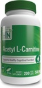 Zdraví Thru Nutrition Acetyl L- Carnitin 500mg 200 Kapsle 124; Podporuje Cognition & Duševní funkce CLAS124; Paměť & Pozor CLAS124; Non- GMO, třetí strana testována, hypoalergenní, Gluten Free, Soy Free, Vegan