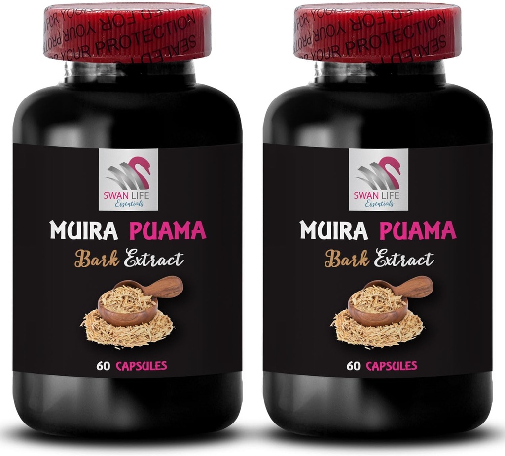 Podpora síly - MUIRA PUAMA BARK EXTRACT - Plant Synergy Energy, Boost Formule, Vyvážený Blend, Companion Support, Energy Optimizer, Botanické palivo, Bylinné probuzení 2 Lahve 120 Kapsle