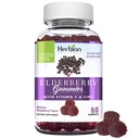 HERBION Elderberry Gummies s vitamínem C & zinek - Zdravá podpora imunitního systému - Gluten- Free & Gelatin- Free - 60 Gummies pro dospělé a děti 4 roky a výše - Vyrobeno v USA, 60 Počet (balení po 1)
