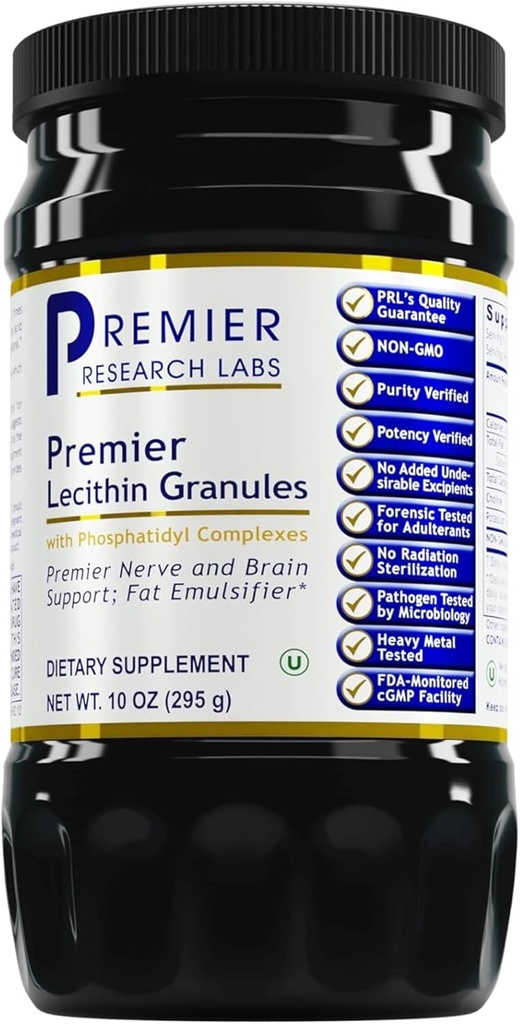 Premier Research Labs Lecithin Granules - Soy Lecithin Granules, Lecithin dodatek, Lecithin pro pečení, non GMO, Food Grade Fosholipid for Brain & Nerve Support - 10 oz