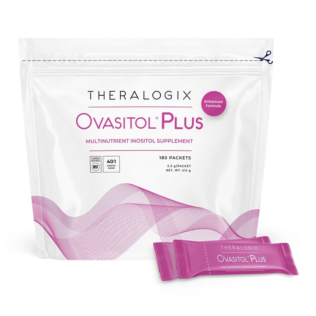 Theralogix Ovasitol Plus Metabolický doplněk zdraví - Myo- Inositol & D- Chiro Inositol + Chromium Picolinát + Alfa- laktalbumin & vitamin D - 90- denní dodávka - Neochucené - 180 Počet
