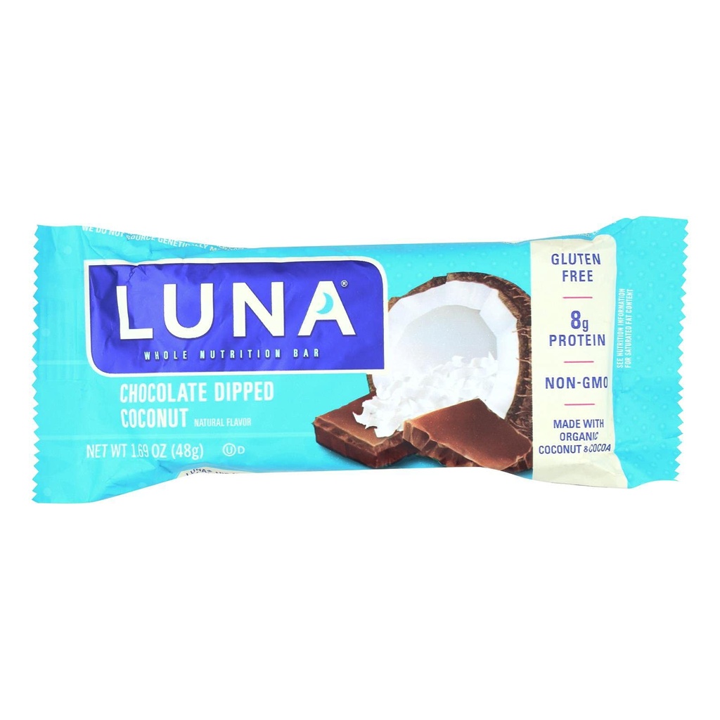 Clif Bar Luna Bar - Organic Chocolate Dipped Coconut - Případ 15 - 1.69 Oz
