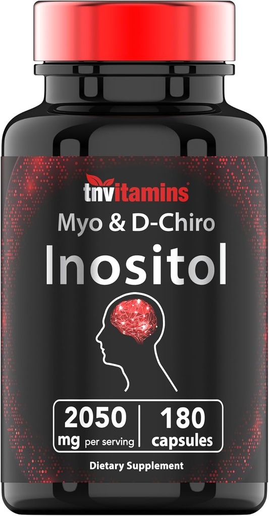 Tnvitamíny Inositol: 2,050mg - 180 Kapsle 124; Inositol Práškové Kapsle pro ženy & Muži 124; 40: 1 Poměr Myo- Inositol k D-Chiro Inositol 124; Made in USA!