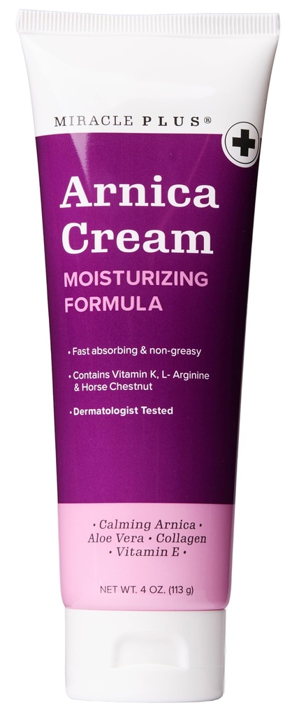 Miracle Plus Arnica Cream Bruise Relief Lotion pro podlitiny a otok na kůži 124; Arnica Montana Extra Strength Vitamin K Cream 124; Moisturising Formule Péče o pleť Gel s koněm Chestnut, 4 Fl Oz