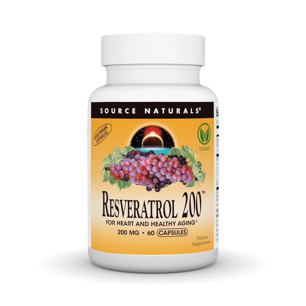 Zdroj Naturals Resveratrol, pro srdce a zdravé stárnutí * - 200 mg- 60 Vegetariánské kapsle