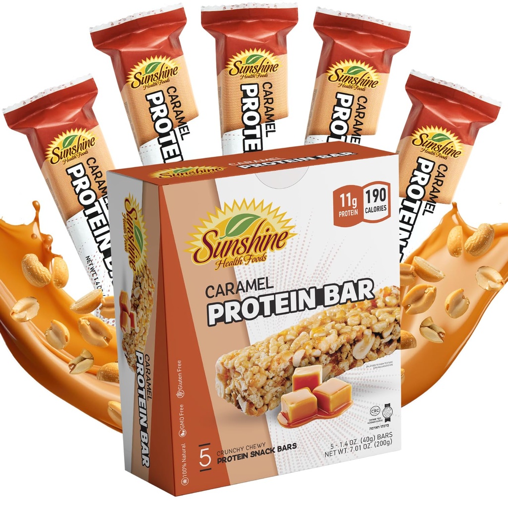 Gluten zdarma proteinové bary, 5 karamel zdravé proteinové bary pro aktivní životní styl, Ideální proteinové bary pro stravu náhrady, perfektní vysoké proteinové bary pro svalovou obnovu, a trvalá energie