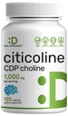 Citicoline CDP Cholin, 1,000mg Per Serving, 120 Kapsle - Extra Pevnost Cholin doplňky - Nootropní B Vitamin Vlastnosti - Podporuje zdraví mozku, paměť, & Focus - Non- GMO