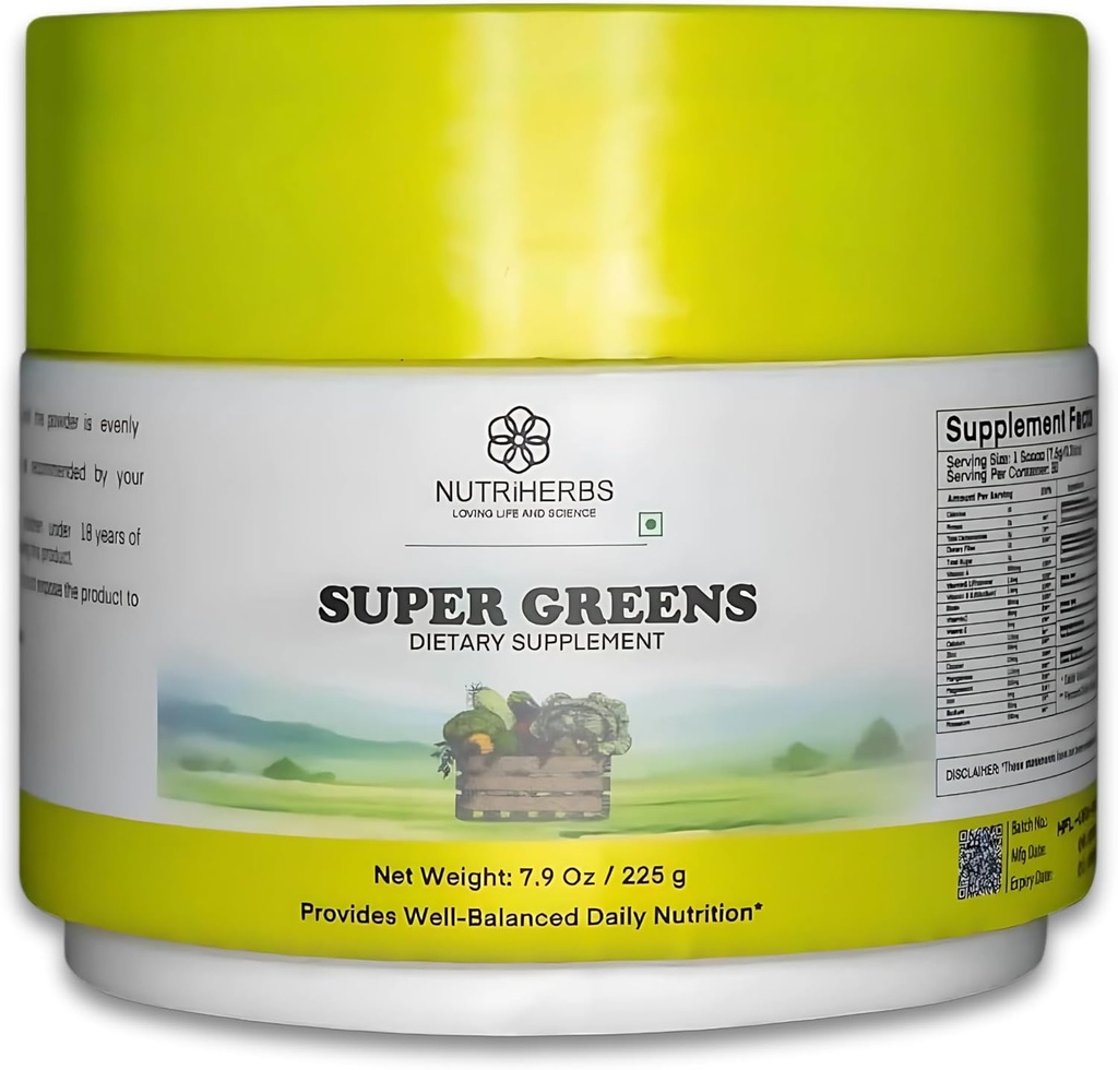 Nutriční byliny Super Zelené Powder - 225g Superior 124; 33 Nutricent- Bohaté ovoce, Zelenina & Probiotika pro vylepšenou energii, imunitu a potravu 124; Výkonné zelené Superior Powers 124; 30 Lahodné služby