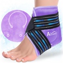 Atsuwell Ankle Ice Pack Wrap, Reuse Gel Ice Packs for Ankle Foot Heel, Foot Ice Wrap with Soft Plush Lining, Cold Compress Therapy for Soothing Discomfort, Purple