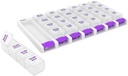 EZY DOSE Weekly (7 Day) 4 krát denně Tlačítko Pill Organizátor a Vitamin Planner, Odnímatelné Daily Pillboxes, Purple, Clear Lids, Small