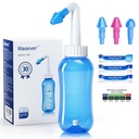 MAOEVER Neti Pot Sinus Rinse Lahvička Čistič nosní sliznice Tlak Rinse Nasal zavlažování pro dospělé & Kid BPA zdarma 300 ML s 30 Nasal Wash Salt Packets a samolepka teploměr (modrá)