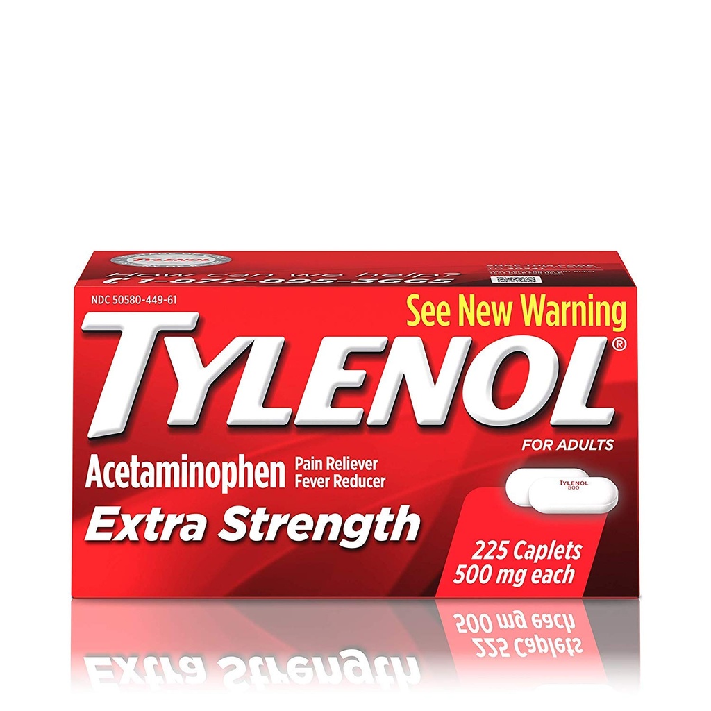 Tylenol Extra Pevnostní Kaplety s 500 mg acetaminofenu, Reliever bolesti a Reducer horečky, 225 ct