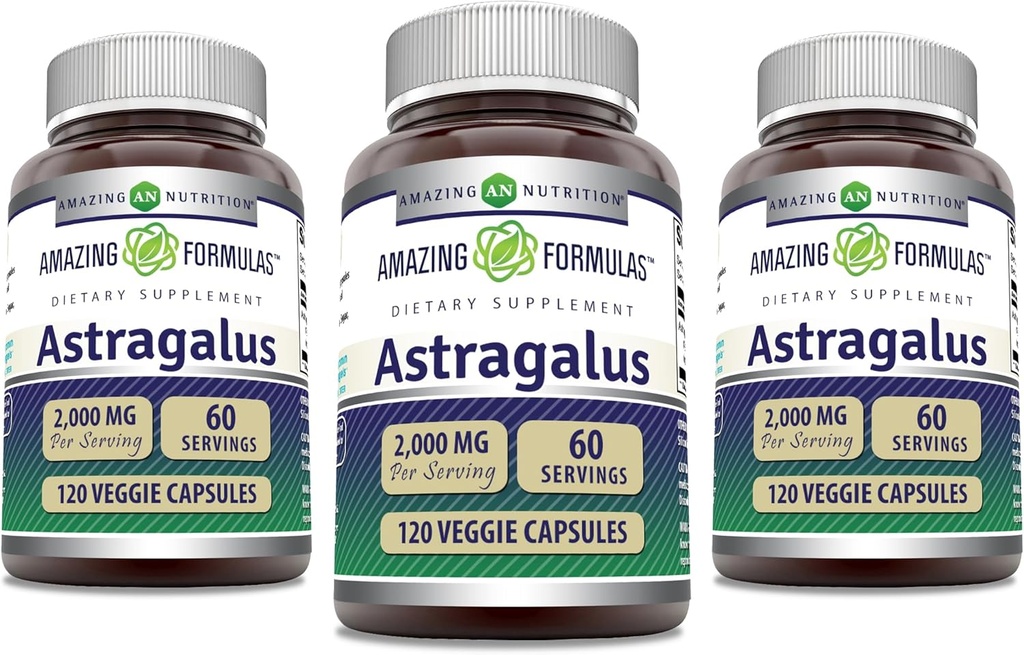 Amazing Approvas Astragalus 2000 mg Per Serving Capsule Supplementary 124; Made from Pure Astragalus Membranaceus Plant Root Extract 124; Non- GMO Approval 124; Gluten Free (120 Počet 124; 3 Pack)