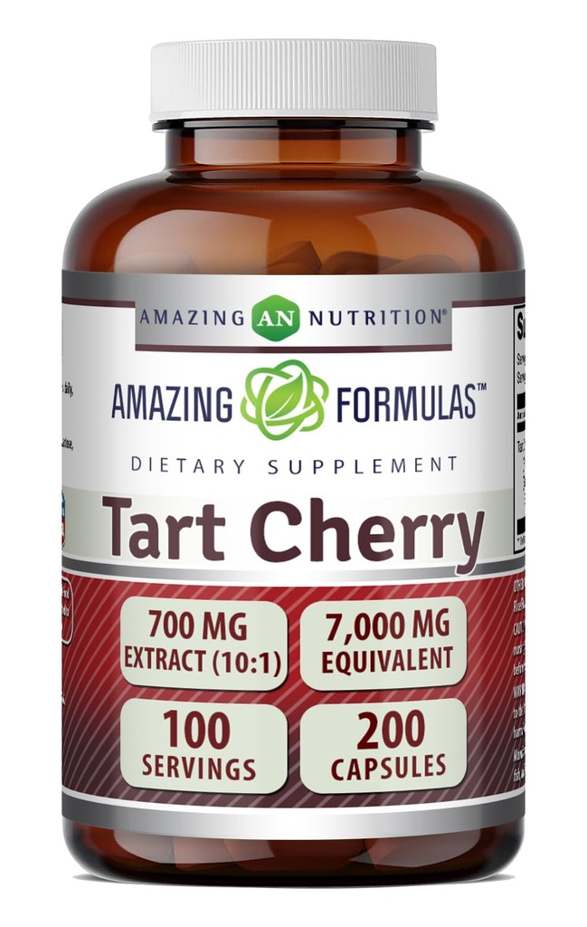 Amazing Applicas Tart Cherry Extract 700 Mg Extract (10: 1) Per Serving Capsle Supplementary Application 124; Ekvivalentní pro 7000 Mg CZ124; Non- GMO CZ124; Gluten Free CZ124; Made in USA (1 balení 124; 200 Počet)