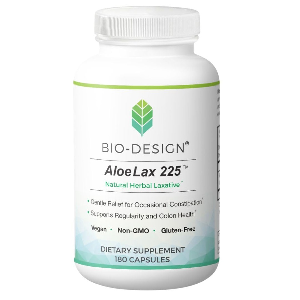 Aloe Lax 225 Přírodní Bylinné Laxativní - Jemná úleva pro příležitostné zácpy, plyn, a Bloating s 225mg přírodní Aloe Ferox - Podporuje Bowel Regularity & Colon zdraví - 180 Kapsle