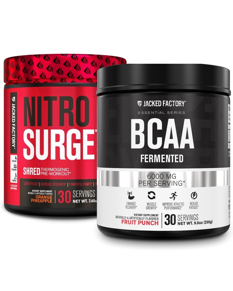 Jacked Factory Nitrofresh Shred Thermogenic Pre- Workout v Orange Ananas & BCAA v ovocný punč pro tělo doporučení, budování svalů a obnovu